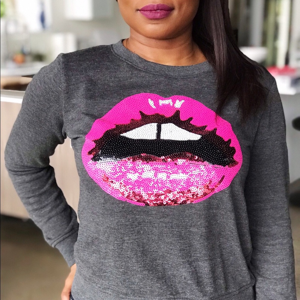 Sequins Lip Sweater